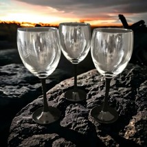 Cristal D Arques Domino Wine Glass Set x 3 JG Durand Crystal Black Stem ... - $36.62