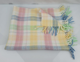 WPL 1675 Vintage Beacon Baby Blanket Acrylic Pastel Plaid Fringe Throw Unisex - £31.15 GBP