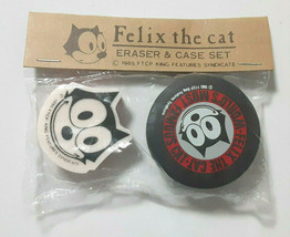 Eraser ＆ Case Set Felix the cat 1985 SANRIO Rare Old Vintage - $23.03