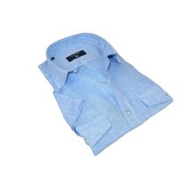 Men's Ciazzo Turkey 100% Linen Breathable Shirt Short Sleeves #Linen 32 Med Blue image 2