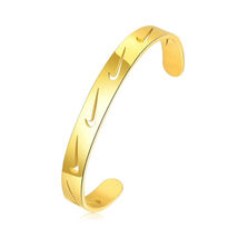New Mens Nike Swoosh Logo Gold Bangle Wrist Bracelet One Size Fits All - $19.75