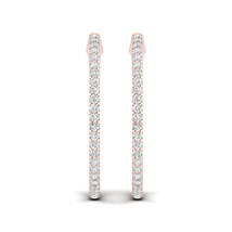 10K Rose Gold 1/3Ct Diamond Single Row Hoop Earrings - £369.57 GBP