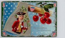 Patriotic George Washington Golden Hatchet Nash Silver Gilded Postcard I30 - £10.18 GBP