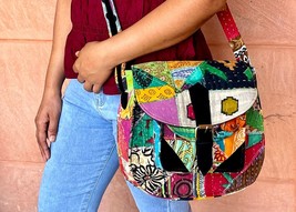 Multi Color Kantha Fabric Girl&#39;s Boho Bag Travel Hippie Festival &amp; Hiking Bag - £58.42 GBP