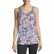 Xersion Women&#39;s Side Rouched Tank Top Size Medium Jaclyn Floral White NEW - £15.64 GBP