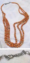 Necklace # 121 Chico&#39;s  long orange splatter beads large and small beads. - £11.99 GBP