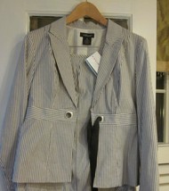 Willi Smith Women&#39;s Gray Grey Striped Tying Blazer Jacket Size 8 Brand N... - £31.31 GBP