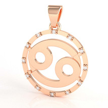 Cancer Zodiac Sign Diamond Bezel Pendant In Solid 10K Rose Gold - £198.58 GBP