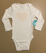 BABY INFANT ONE PIECE BODYSUIT GIRL&#39;S LONG SLEEVE 9 Months Peach Heart NWT - £3.92 GBP