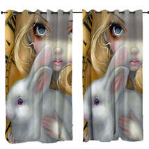 Faces of Faery #141 Blond Alice Girl and Bunny Curtain - $56.90+