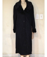Women&#39;s Winter black faux fur trim Wool blend long coat jacket plus Tag ... - $197.99
