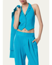 Alice + Olivia Blue Vest Halter neck Satin SZ 10 NEW - $119.20