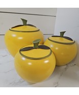 Vtg  Chrom-Ever 1950-60s Yellow Apple Canister Cookie Jar Aluminum Set 3  - $37.40 CAD