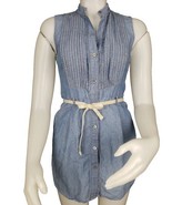 Theory Chambray Dress Womens 0 XS Joella Sleeveless Blue Button Tunic Su... - $22.80