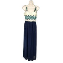 As U Wish Maxi Dress ~ Sz M ~ Blue ~ Long ~ Lined ~ Sleeveless ~ Chevron Top - £18.08 GBP