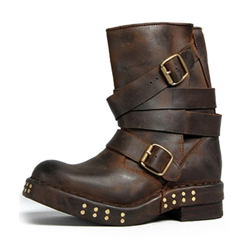 Zobairou Chaussure Femme Boots Leather Stocs studded Rain Boots Combat  ... - $383.23