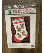 Vtg NIP Sunset 18024 Stocking Felt Applique Pesonalized Kit Elf Bear/ Wu... - $12.99