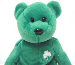 Ty Beanie Babies Erin Green Bear w Shamrock 1997 Stuffed Toy Collectible - £3.68 GBP