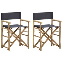 Folding Director&#39;s Chairs 2 pcs Dark Gray Bamboo and Fabric - $201.81 CAD