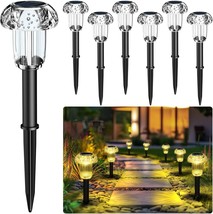 Solar Outdoor Lights 6PK Warm White Mushroom Solar Pathway Lights IP65 W... - £32.35 GBP