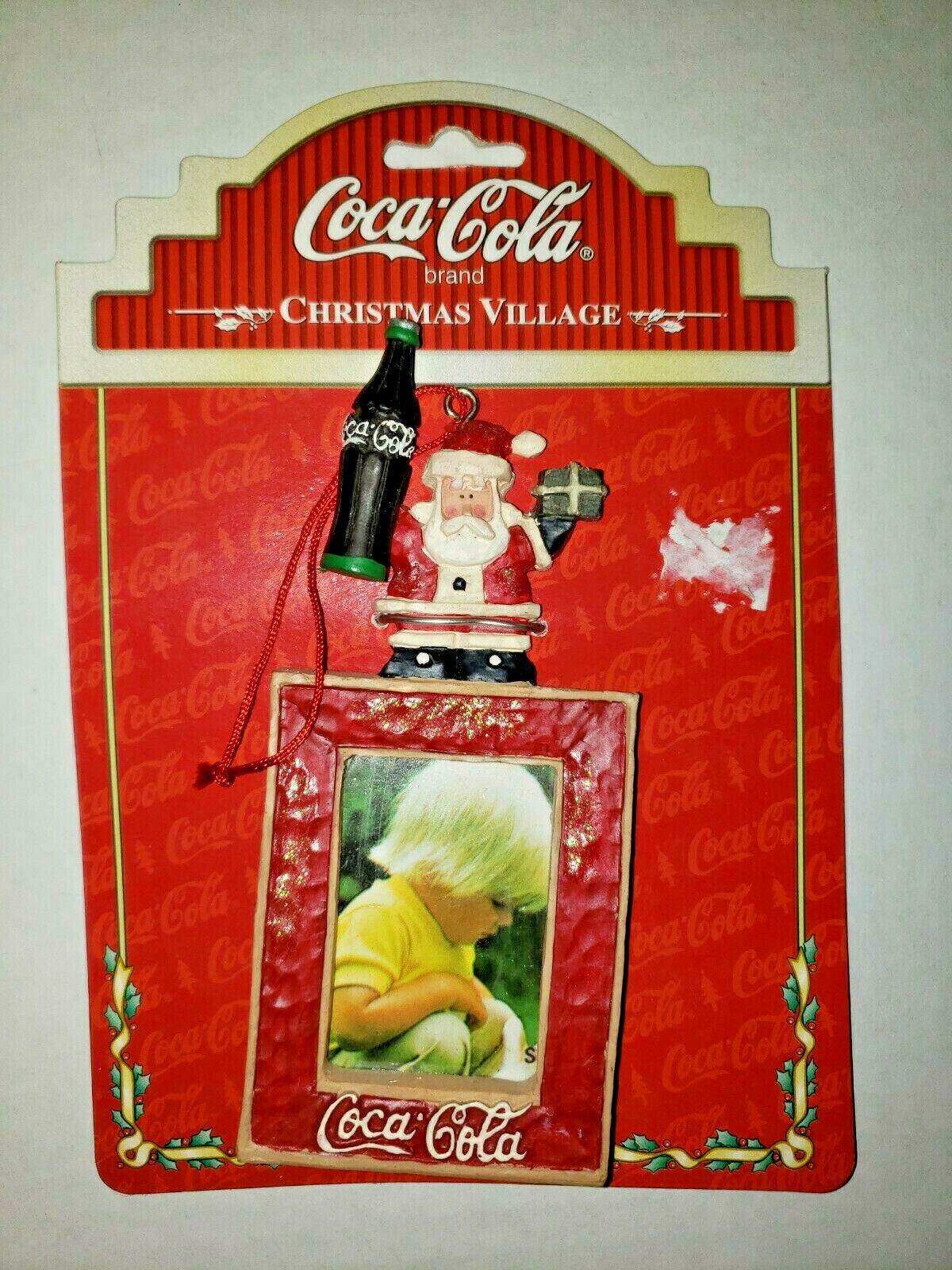 1997 Coca Cola Christmas Village by Adler Picture Frame Santa Ornament U72 - $7.99
