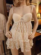 Victorias Secret 36C Sexy Little Things Ivory Lace Babydoll Gown Padded ... - $17.82