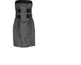 Marc By Marc Jacobs Silk Fishnet Buckle Zipper Strapless Dress Sz 0 Euc - £62.51 GBP