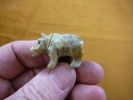 Y-HIP-19) HIPPO Hippopotamus gray tan gem Gemstone carving SOAPSTONE Riv... - £6.84 GBP