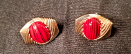 Cufflinks: Marquise Eye Shape: Gentry Red Rhinestones: Goldtone  - £31.45 GBP