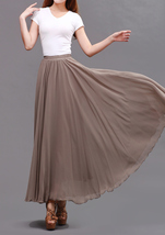 Gray Long Chiffon Skirt Women Custom Plus Size Chiffon Beach Skirt image 13