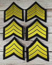 Lot 6 Sergeant&#39;s Chevron 2&quot; Patches Yellow on Black Uniform Military Police - $5.93