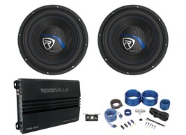 (2) Rockville K5 W10K5S2 10&quot; 1200w 2 Ohm Car Subwoofers+Mono Amplifier+Amp Kit - £265.37 GBP