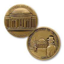 Jefferson Memorial National Monument Washington D.C. Monticello Challenge Coin - £27.48 GBP