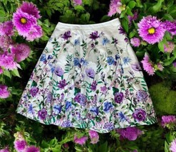 RSVP by Talbots Women&#39;s Floral Print Skirt Size 8 Pleated Purple Blue Gr... - $47.42 CAD