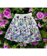 RSVP by Talbots Women&#39;s Floral Print Skirt Size 8 Pleated Purple Blue Gr... - $47.40 CAD