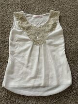 Unbranded Womens Ivory Short Sleeve Lace gem floral blouse Top Shirt Siz... - $145.98 MXN