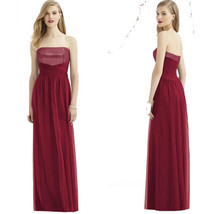 After Six 6743 Burgundy Tulle Sequin Strapless Party Formal Dress Gown Size 16 - £39.14 GBP