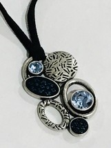lia sophia  Blue Stones With 19” Black Velvet Necklace - £19.57 GBP