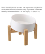 Ceramic Elevated Pet Bowls Raised Food and Water Bowl with Wood Stands 28oz - $336.42 MXN