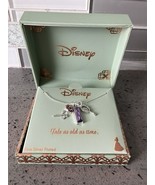 NEW Disney Parks Beauty &amp; Beast 18&quot; Fine Silver-Plated  Necklace w 3 Cha... - $456.90 MXN