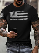 Casual American Flag Print T-shirt Slight Stretch Round Neck Tee Shirt XL - XXXL - £7.71 GBP