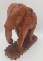 Vintage Wooden Elephant Statue Hand Carved Solid Wood11.5&quot; U193 - £40.15 GBP