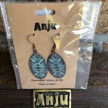 ANJU JEWELRY Brass &amp; Copper Green Patina Embossed Earrings, EP284, New - £15.03 GBP