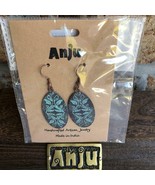 ANJU JEWELRY Brass &amp; Copper Green Patina Embossed Earrings, EP284, New - £14.79 GBP