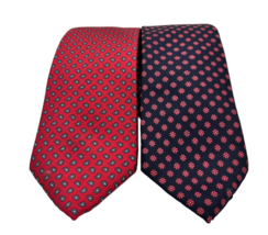 Vintage Men&#39;s Silk Neck Ties Charing Cross &amp; Marshall Field&#39;s Red Blue Patterned - $11.98