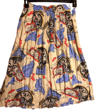 Worthington Vintage Skirt Rayon Pleated Calf Midi Y2K Retro map print size 10 - $25.28
