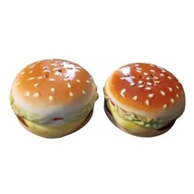 Ceramic Cheeseburger with Sesame Seed Bun Salt &amp; Pepper Shakers - $8.66