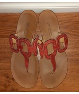 Paul Green Munchen Red Leather US 10 UK 7.5 Sandals Thongs W - £25.45 GBP