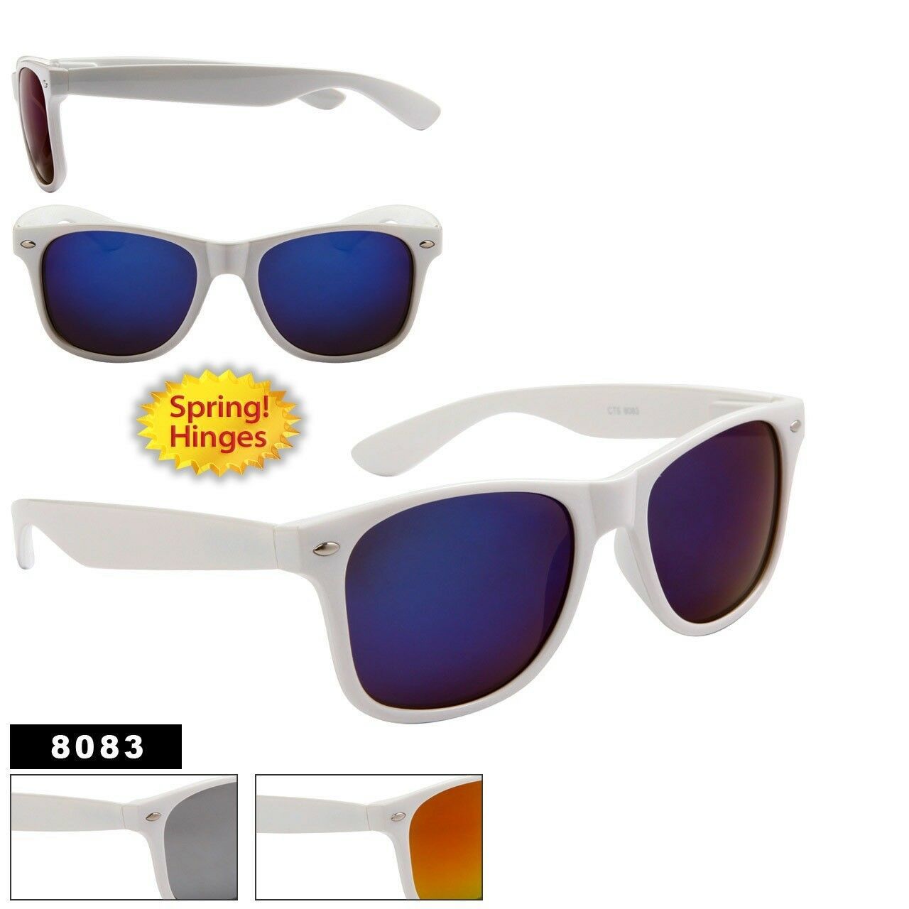 Womens White California Classics Fashion Style 8083 Sunglasses w/ Mirrored lens - $8.99