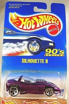 1991 Hot Wheels Blue/White Card #212 SILHOUETTE II Purple Gray-Base w/5Dot Spoke - £6.05 GBP